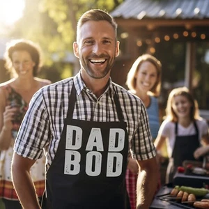 Dad Bod Large Text Distressed Funny Fathers day BBQ Apron For Dad, Cooking Apron - Picture 1 of 5