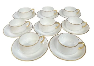 16 Piece Signed J & C Bavaria Germany White W/ Gold Trim - 8 Cups & 8 Saucers - Picture 1 of 5