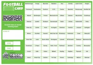 Football Fundraising Scratch Cards 10 Pack 80 Team With Random Winner A5 size - Picture 1 of 2