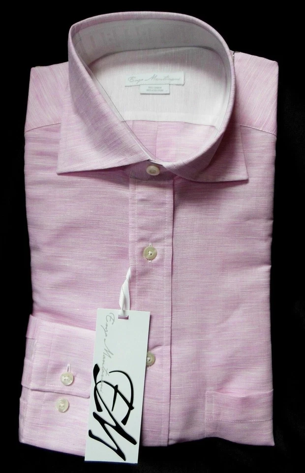 Camisa Para Hombre Enzo Mantovani M Rosa Manga Larga MEDIANA 70% Lino 30% Algodón Foto 1 de 1