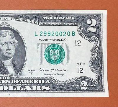 29 September 2002 (L 29920020 B) Birthday Note $2 Two Dollar Bill ( 29/9/2002 _) - Image 1 of 3