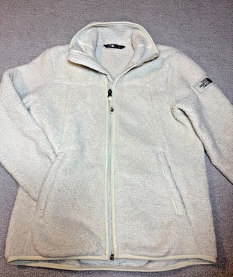The North Face Campshire Fleece Jacket Sherpa Girls L 14/16 Cream Full Zip Logo - Image 1 of 4