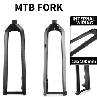 Mountain Bicycle 3K Full Carbon Hard Fork Thru Axle 15*100mm Rigid Forks Parts - Image 1 of 4