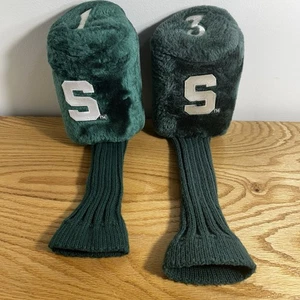Michigan State University Spartans Green Sock Golf Club Covers 1 & 3 MSU Retro - Picture 1 of 15
