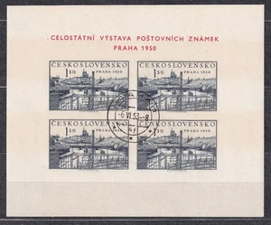 CZECHOSLOVAKIA 1950 SC#434a USED s/s IMP. Philatelic Exhibition PRAGA`50. - Picture 1 of 1