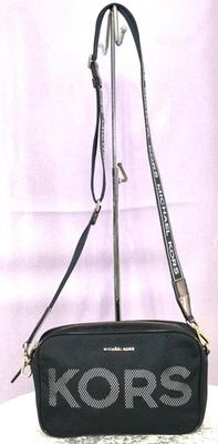 Bolso Bandolera Michael Kors Jet Set East West Cámara Negro Malla Logo Correa Foto 1 de 4