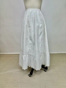 Antique Edwardian White Cotton Petticoat scalloped hem embroidered lingeri AS IS - Picture 1 of 12