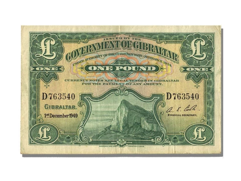 [#22253] Banknote, Gibraltar, 1 Pound, 1949, 1949-12-01, AU Cover