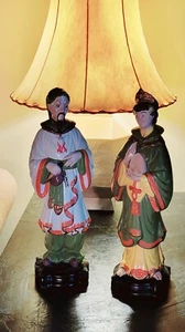 PAAR ANTIKE PORZELLAN FIGUREN GLASIERT MANN & FRAU HANDBEMALT - Bild 1 von 12