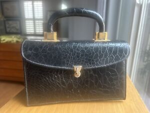 Vintage Made In USA Meyers Purse Faux Lizard Handbag Black