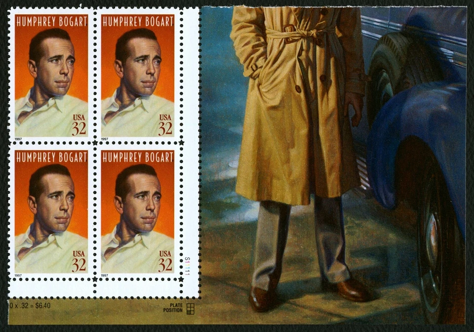 #3152 32c Humphrey Bogart, Plate Block [S11111 LR] Mint **ANY 5=FREE SHIPPING** - Image 1 of 1