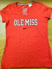 Nike NCAA Womens M Ole Miss V-Neck Slim Fit Tee Shirt Red 29717 FAST SHIP! A23