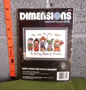 JESUS LOVES LITTLE CHILDREN craft kit NWT cross-stitch Christian 1991 Dimensions - Picture 1 of 2