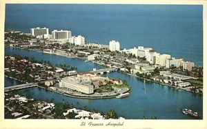 St Francis Hospital & Hotels Miami Beach Florida Aerial View 1958 Postcard - Picture 1 of 2