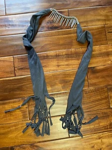 NWOT Gray Silver Embellished Spike Fringed Beaded Scarf Women's 68" x 15" - Picture 1 of 6