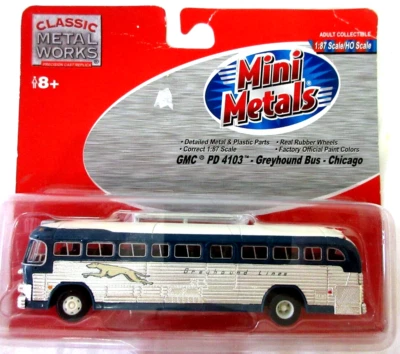 MINI METALS 32103 GMC  PD 4103  GREYHOUND BUS   CHICAGO    NEW - Image 1 of 2