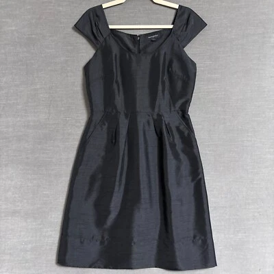 Banana Republic Dress 6 Black Satin Classic Preppy LBD Cocktail Party Elegant - Image 1 of 4