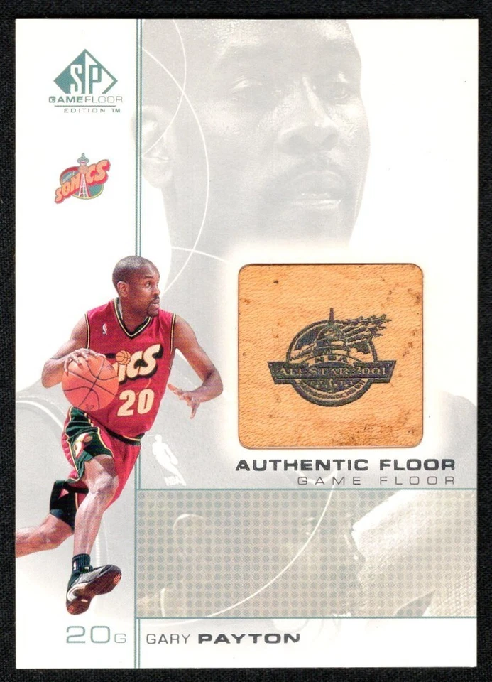 2001 UD SP Game Floor #gp Gary Payton RELIC SONICS HOF - Image 1 of 2