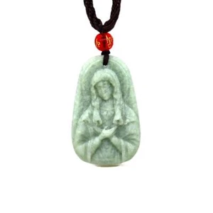 Jade Virgin Mary Pendant Natural Luxury Necklace Designer Carved Jewelry Green - Picture 1 of 6