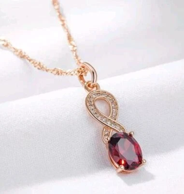 Schöne Halskette mit Anhänger 585er Rolled Roségold Walzgold Unendlichkeit  - Bild 1 von 4