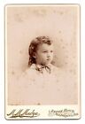 CIRCA 1890s CABINET CARD M.M. MUDGE LITTLE GIRL IN DRESS VALPARAISO INDIANA