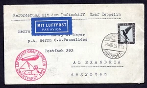GERMANY EGYPT 1929 ZEPPELIN COVER FRANKED Sc. #C33 TO ALEXANDRIA - Picture 1 of 2