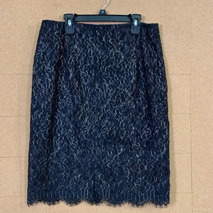 Banana Republic Pencil Skirt Women's Size 6 Lace Overlay Metallic Gold Trim - Bild 1 von 8
