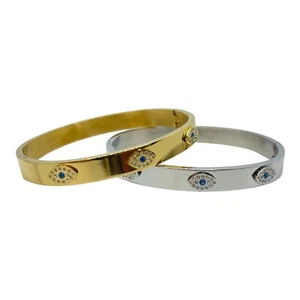 BANGLE EVIL EYE STAINLESS STEEL FOR PROTECTION - Picture 1 of 1