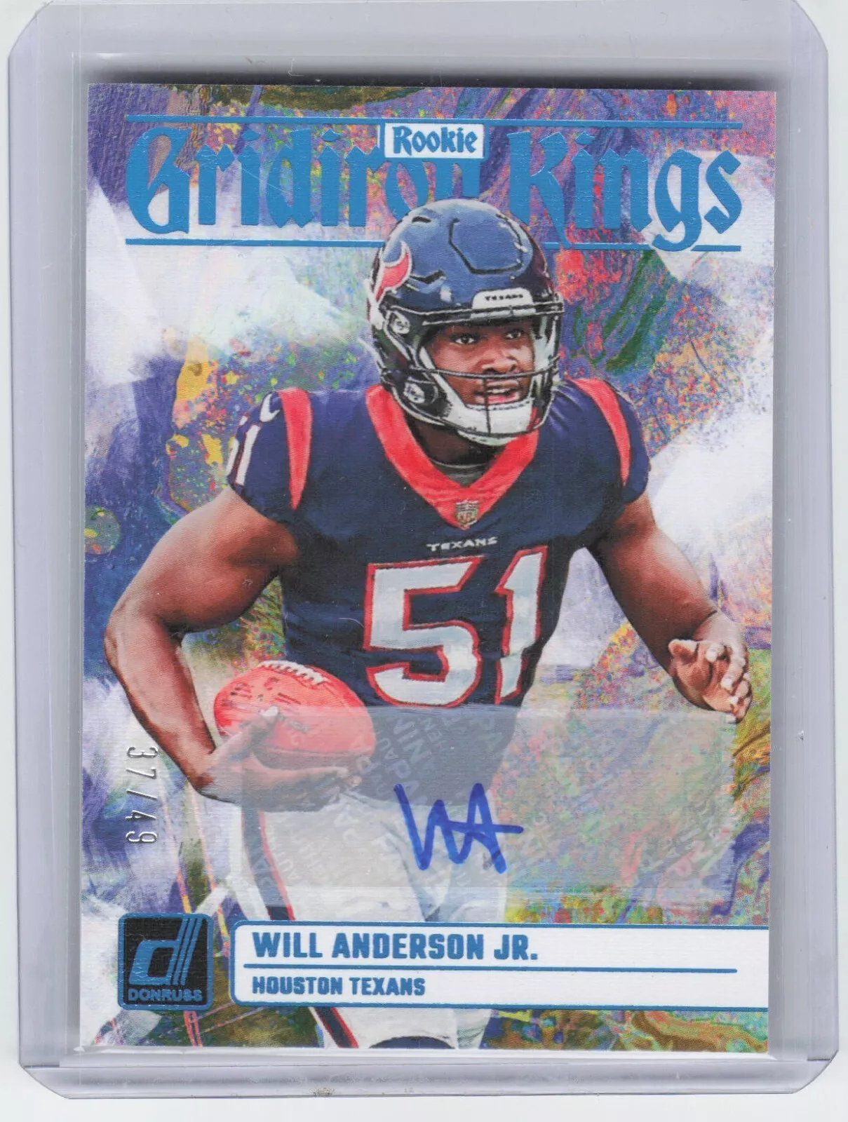 2023 Panini Donruss Will Anderson Jr Gridiron Kings Rookie Auto /49 Texans