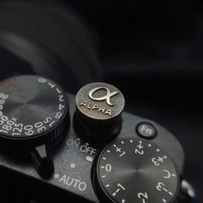Emboss ALPHA Camera Shutter Release Button For Fuji Leica Canon eos Nikon Sony - Image 1 of 3