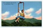 c1940's Enjoying Air-Lift Gatlinburg Tennessee TN Linen Unposted Postcard