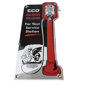Vintage Eco Balanced Inflation Schild - Reifenservice Werbung Porzellanschild - Bild 1 von 14