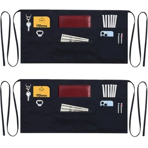 7 Pockets Server Aprons with Zipper Pocket (2 Pack) - Commercial Grade Aprons - Picture 1 of 6