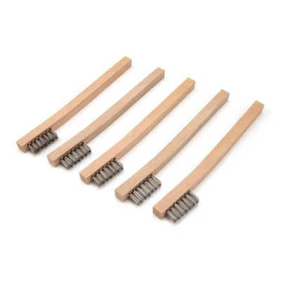 Steelman Stainless Steel 1200 Bristle Count Wire Brush Wood Handle, 5 pack 99089 Foto 1 de 4