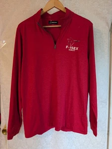 Boeing 1/4 Zip Pullover Shirt Sz. Small F-15EX EAGLE 11 ORANGE  - Picture 1 of 15