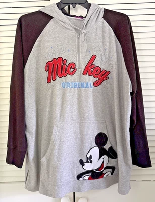 Wonderful World Of Disney Mickey Mouse 1/4 Zip Hoodie Sweatshirt 4x 26W/28W Vtg - Image 1 of 4