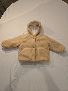 Zara Baby Fleece Mantel mit Kapuze goldfisch braun gesprenkelt Innenfutter - Bild 1 von 13