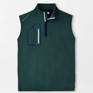 Peter Millar Balsam Green Forge Performance Quarter-Zip Vest Golf Green Blue 2XL - Picture 1 of 4