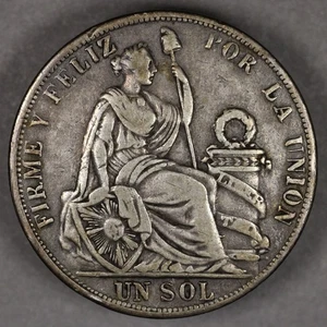 1891 Peru Silver 1 Sol - Picture 1 of 2