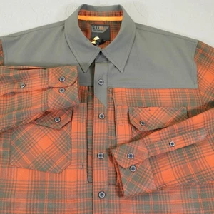 Camisa táctica 5.11 Sidewinder franela para hombre grande naranja gris a cuadros botón a presión - Imagen 1 de 8