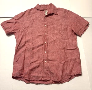 LL Bean Button Hemd Herren Größe Large Regular 100% Leinen Rot Kurzarm - Bild 1 von 7