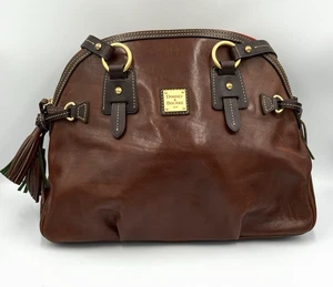 Bolso de hombro Dooney & Bourke Florentino de cuero marrón forro rojo - Imagen 1 de 14