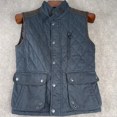 Zara Man Quilted Padded Vest Dark Gray Suede Accents Utility Pockets - Image 1 of 4