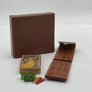 Vintage Lowe Cribbage Reisespiel mit klappbaren Cribbage Brettkarten & 5 Würfeln Neu - Bild 1 von 24