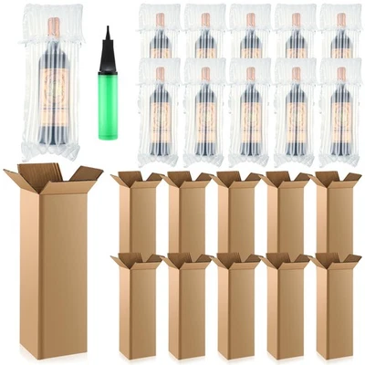 10 Juegos Caja Envío Vino Botella de Vino Bolsas Protectoras de Viaje Bolsas Inflables para... Foto 1 de 4