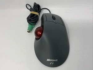 Microsoft Trackball Red Roller Ball Optical 1.0 Mouse Wired USB PS2 Tested Works - Picture 1 of 6