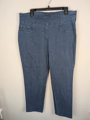 NWT RUBY RD Plus Sz 18W HighRise Dark Blue Denim Pull-On Stretch Cropped Jeans - Image 1 of 4
