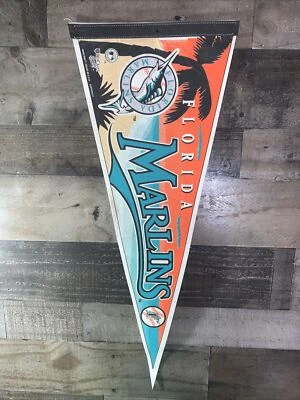 Vintage MLB Florida Marlins Tropical Vibrant Felt Banner Baseball s 12 x 30 - Image 1 of 4