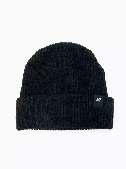 NWT Adult K2 Knit Cuff Beanie $26 OS black acrylic - Image 1 of 1
