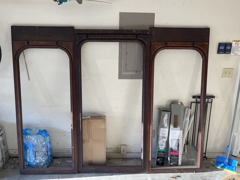 Antique Walnut Renaissance Revival library Doors set of 3 Cover